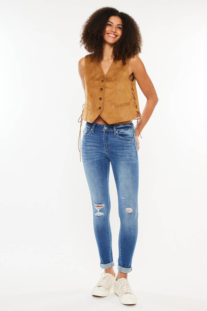 MID RISE ANKLE SKINNY JEANS-KC7316M