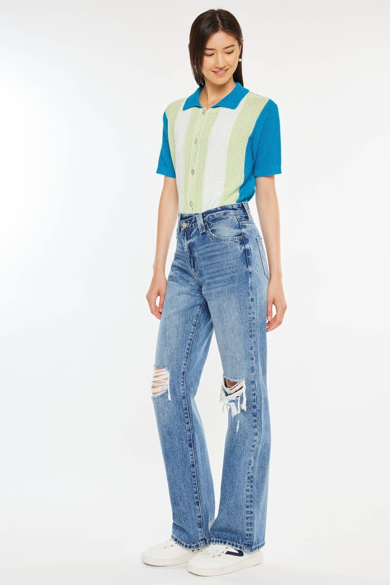 HIGH RISE 90’S CRISS CROSS STRAIGHT-KC20048M