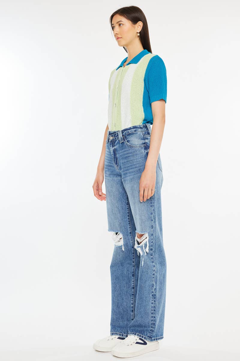 HIGH RISE 90’S CRISS CROSS STRAIGHT-KC20048M