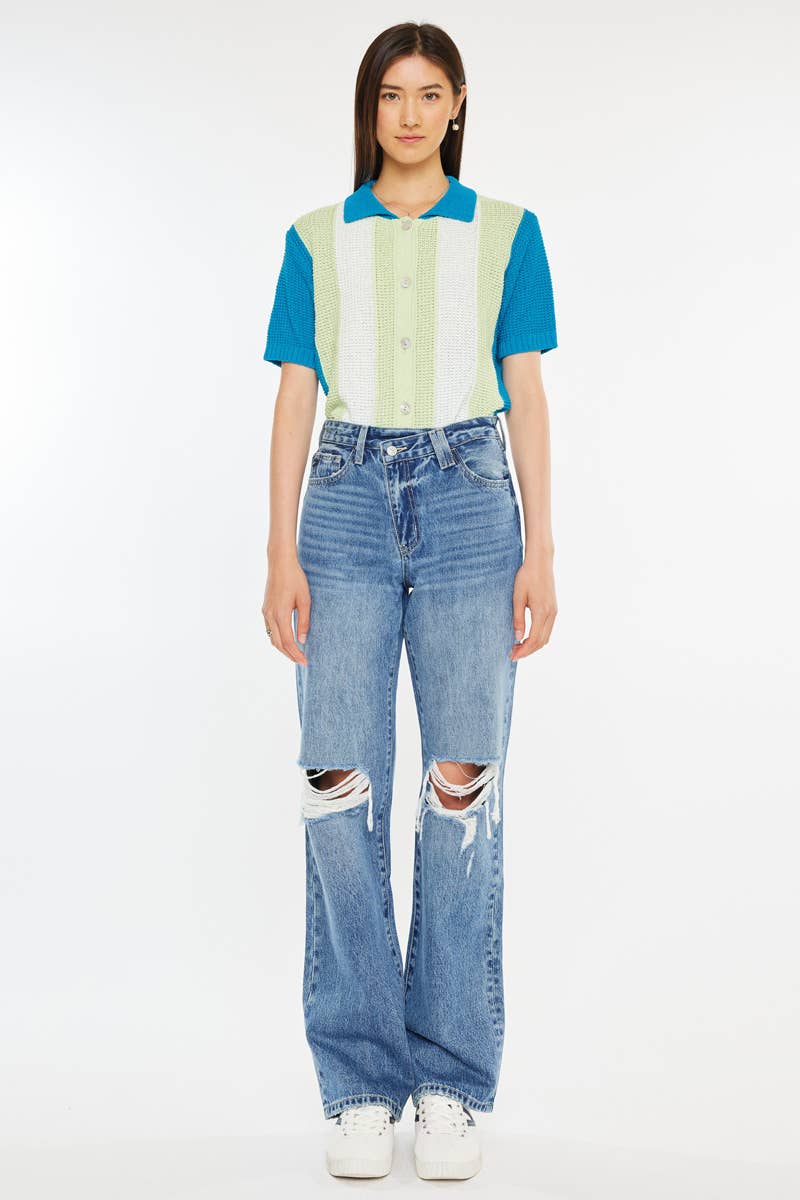 HIGH RISE 90’S CRISS CROSS STRAIGHT-KC20048M