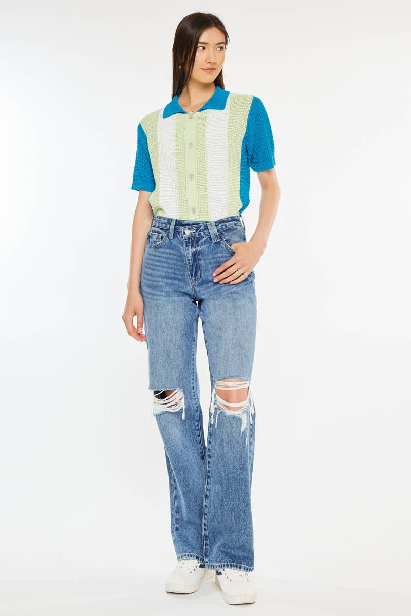 HIGH RISE 90’S CRISS CROSS STRAIGHT-KC20048M