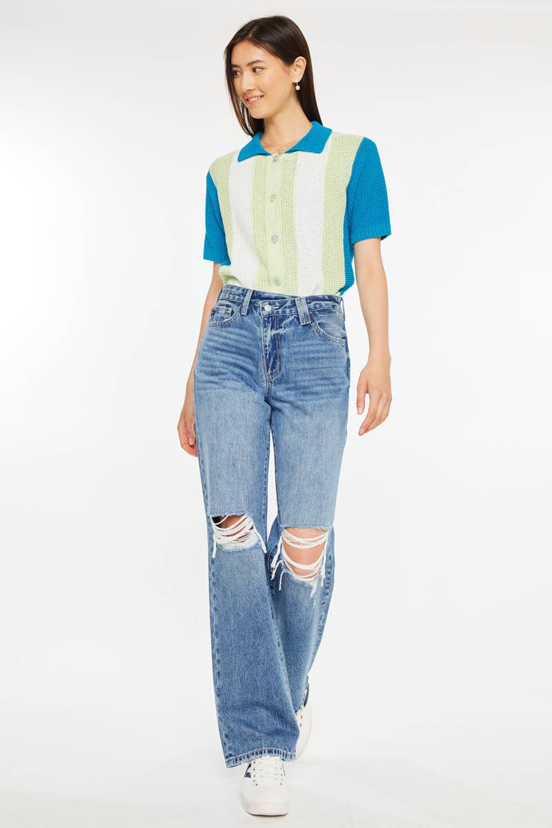HIGH RISE 90’S CRISS CROSS STRAIGHT-KC20048M
