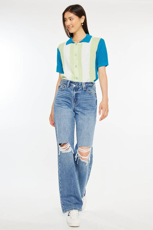 HIGH RISE 90’S CRISS CROSS STRAIGHT-KC20048M