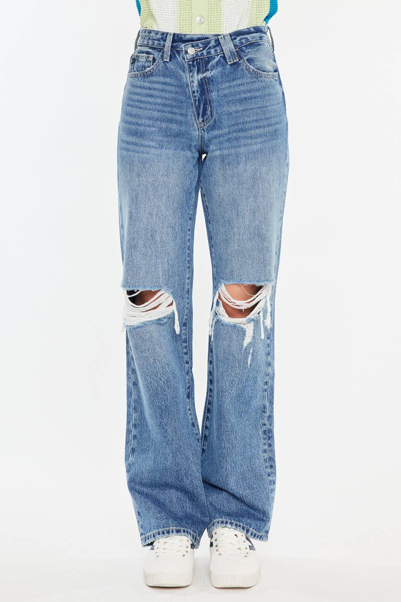 HIGH RISE 90’S CRISS CROSS STRAIGHT-KC20048M